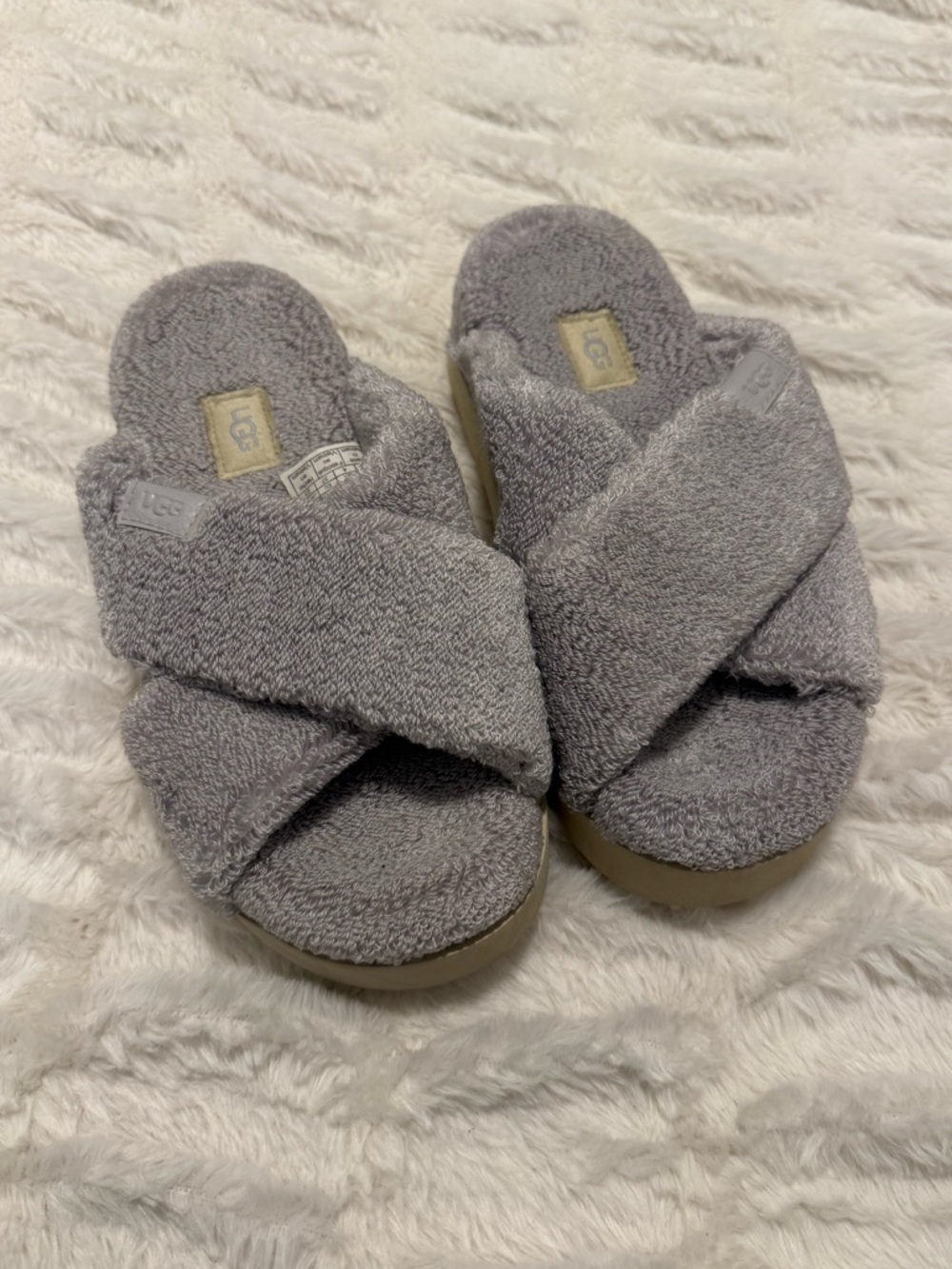 UGG Women's Fuzz Sugar Terry Cross Slide Slippers